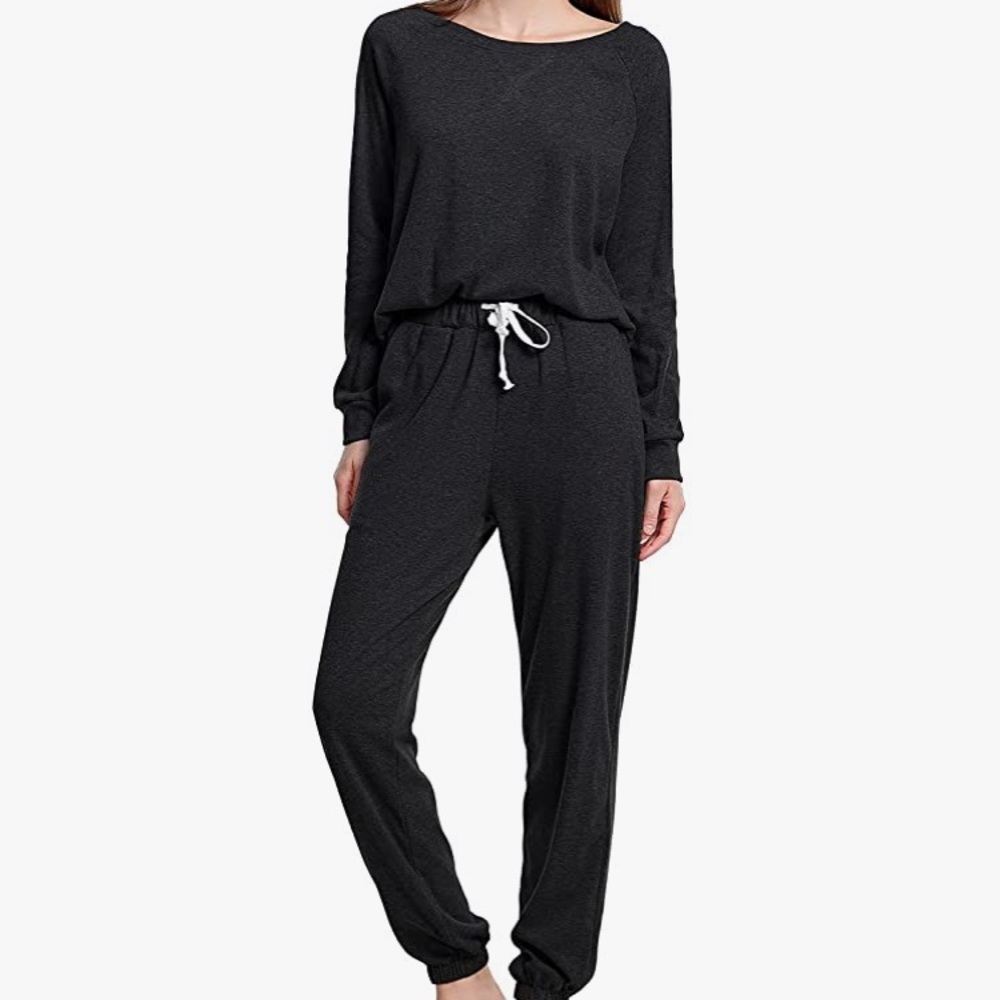 Lounge Sets for Women 2 Pieces Outfits Casual Long Sleeve Crew Neck Pullover Top